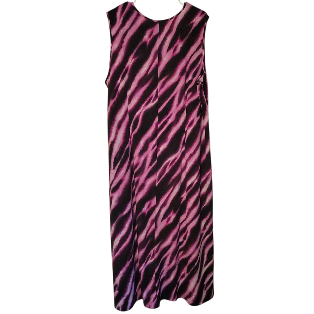 NWT Bob Mackie Wearable Art Pink/ Black Animal Print Sleeveless Dress, Size 2X - Picture 6 of 9